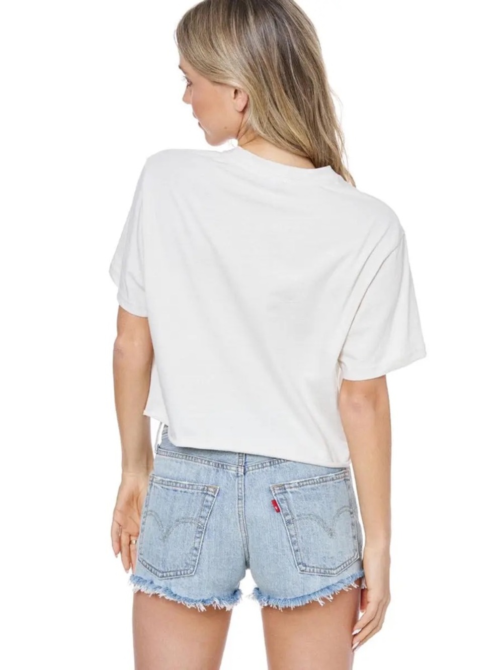 White Crop Top with Teal "Ranch Water Por Favor" Graphic - Picture 2 of 8
